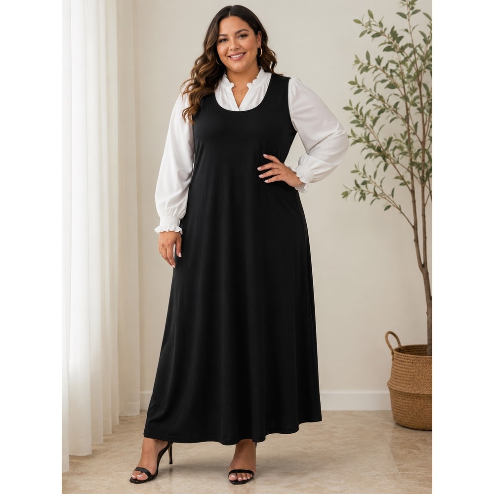The Vermont Country Store Maxi Tank Dress 1X Minimalist Capsule Modest Classic
